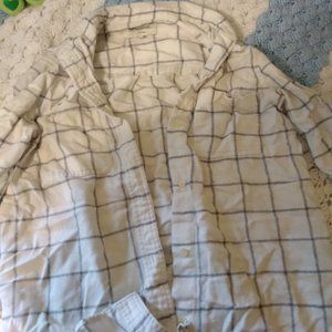White and gray women's flannel button up